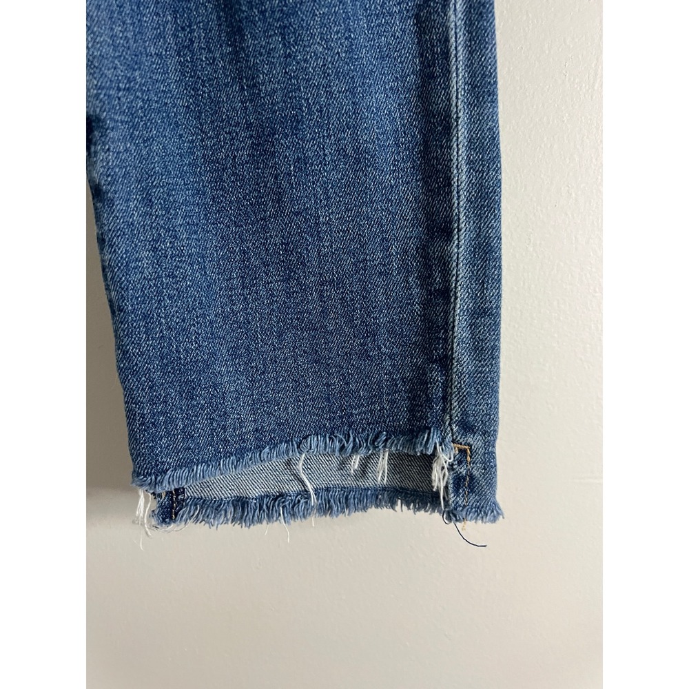 KUT from the Kloth Distressed Raw Hem Straight Leg Jeans Blue Size 4 KP0937MA4 - Picture 3 of 11